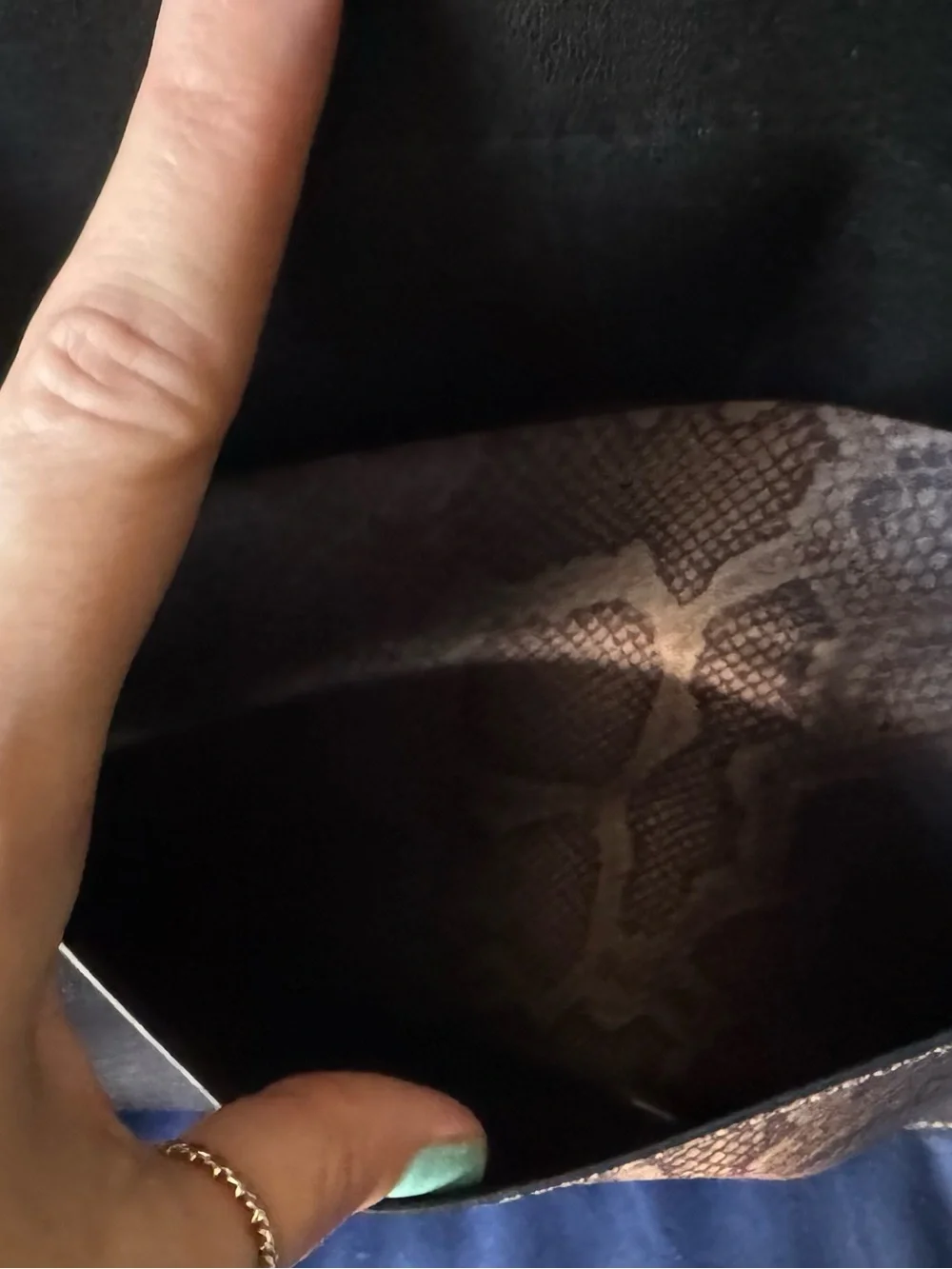 Calvin Klein Brown Snake-Embossed Crossbody Bag with Black Strap